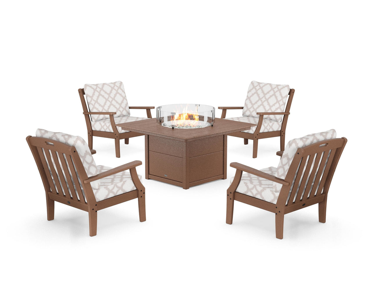 Trex Yacht Club 5-Piece Deep Seating Set with Square Fire Pit Table