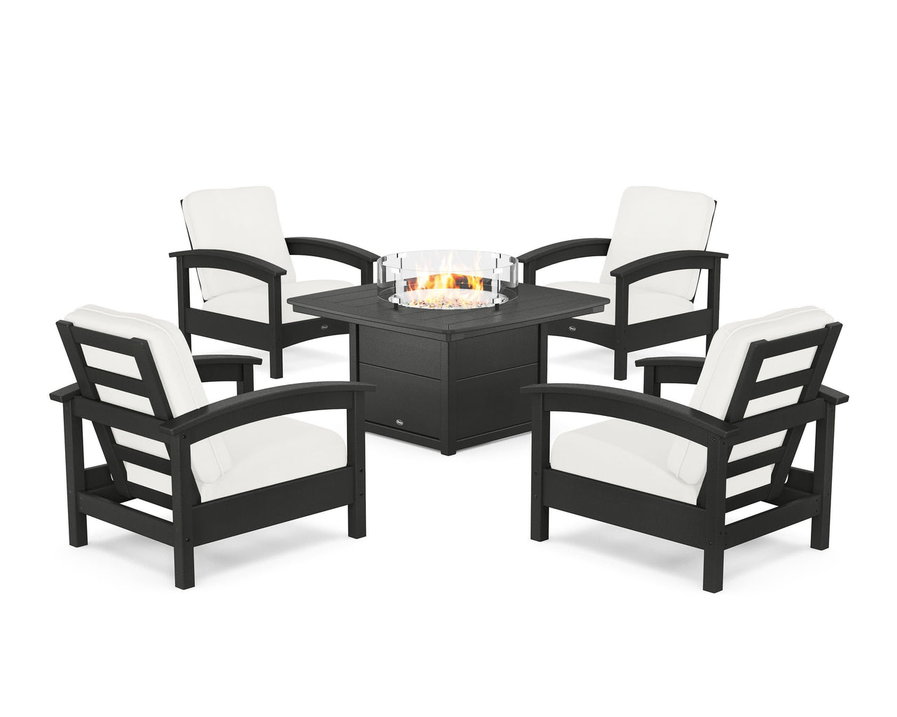 Trex Rockport 5-Piece Deep Seating Set with Yacht Club Fire Pit Table