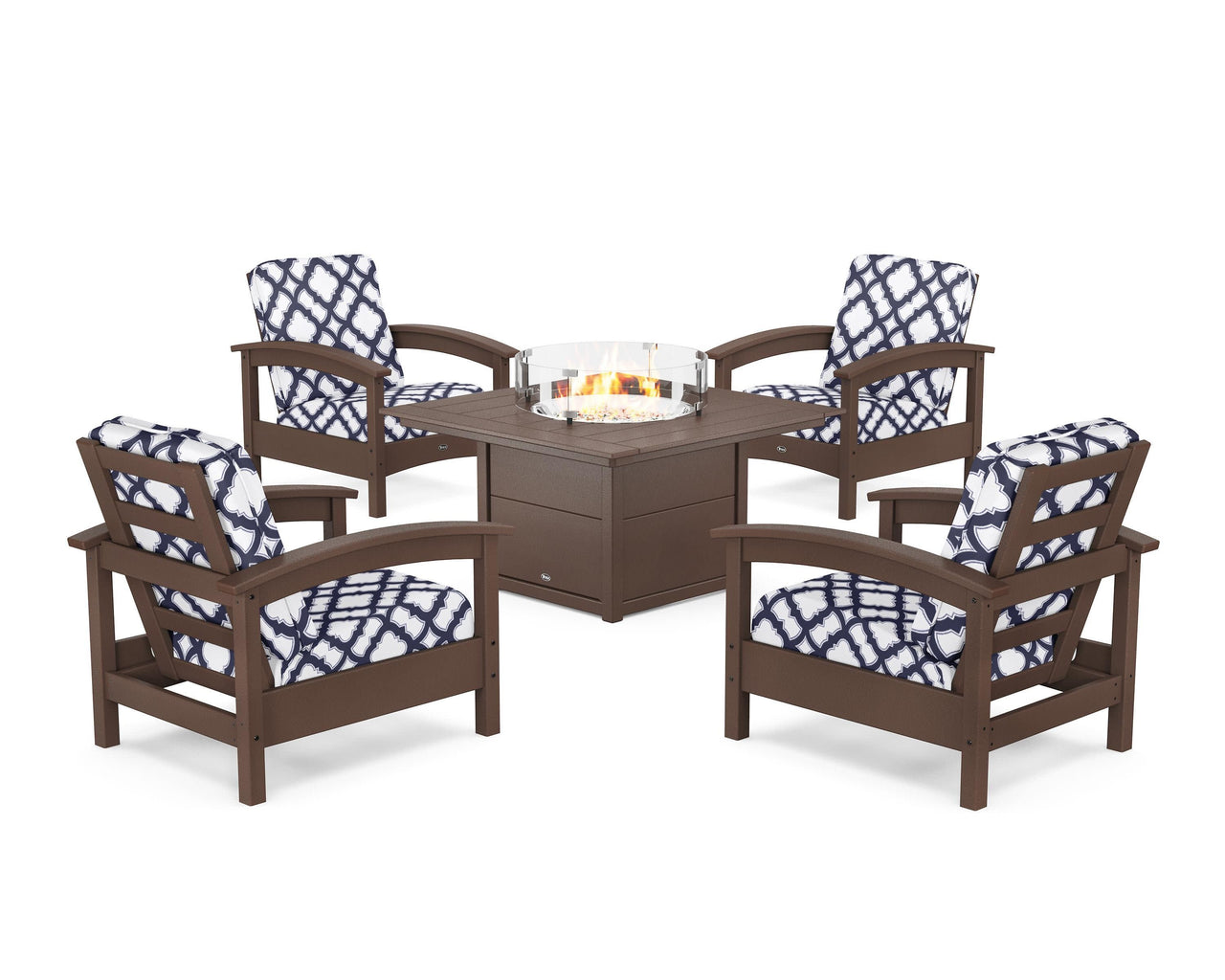 Trex Rockport 5-Piece Deep Seating Set with Square Fire Pit Table