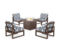 Thumbnail for Trex Eastport Modular 5-Piece Deep Seating Set with Yacht Club Fire Pit Table