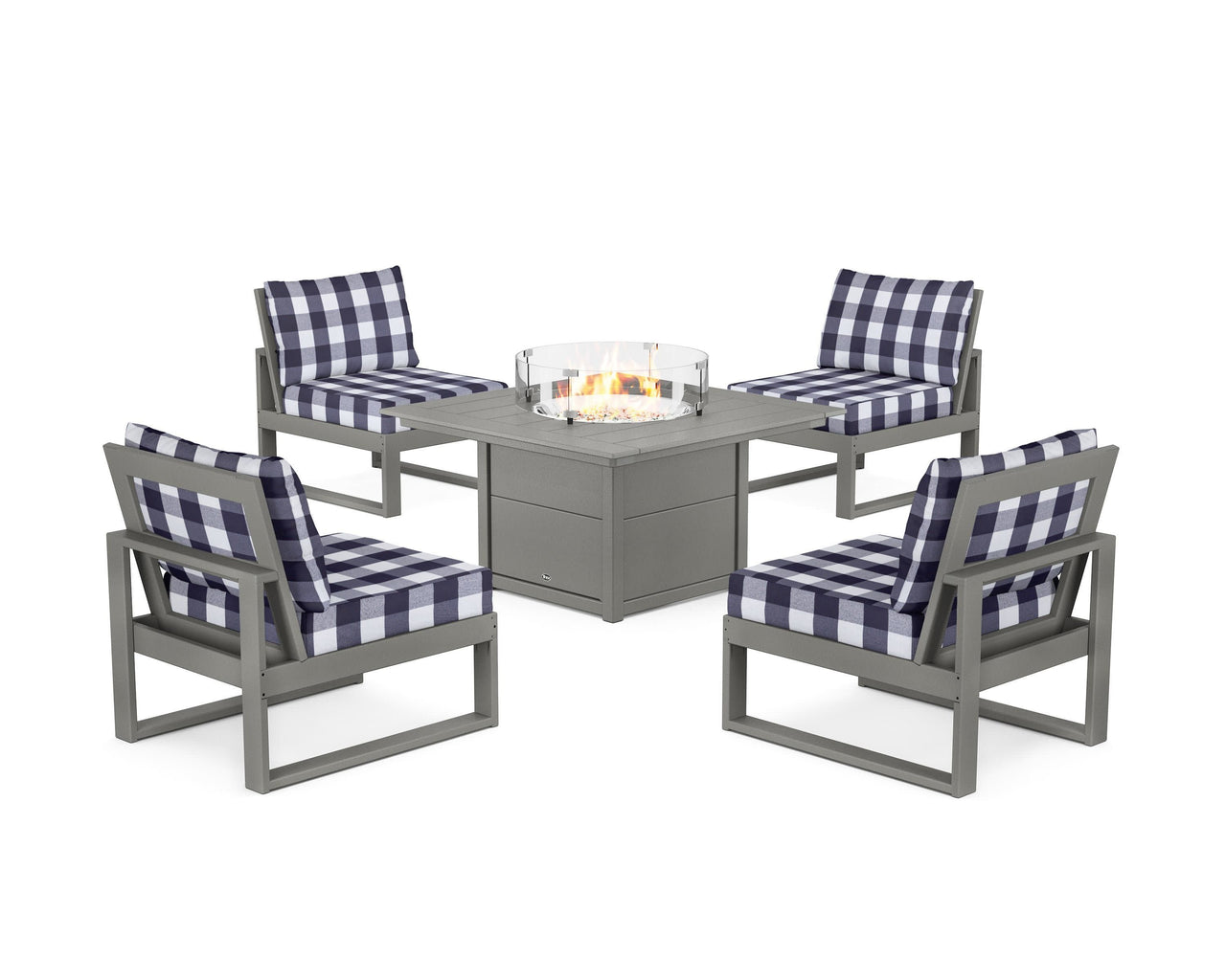 Trex Eastport Modular 5-Piece Deep Seating Set with Square Fire Pit Table