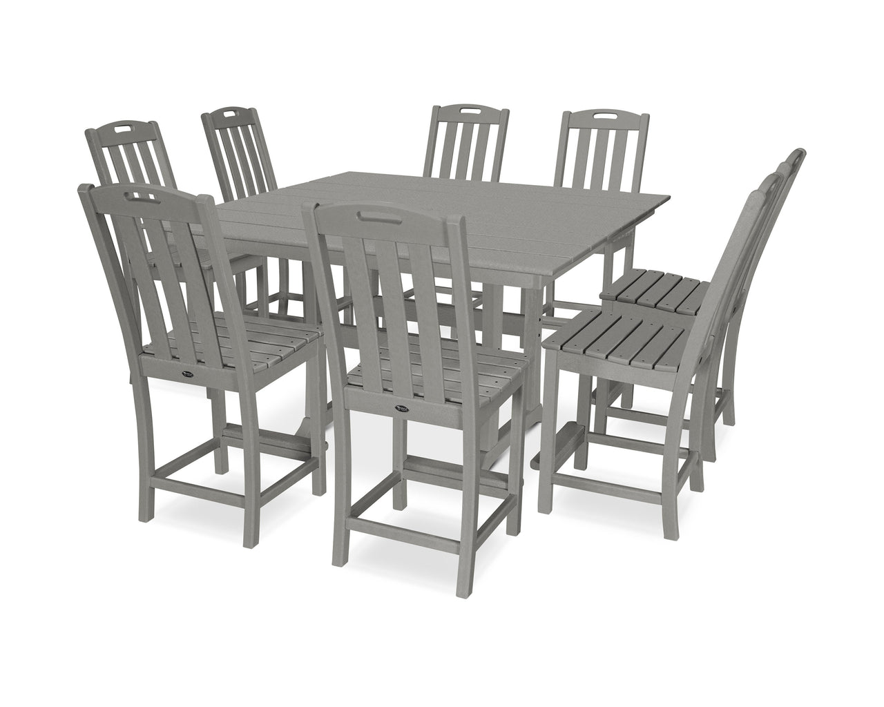Trex Yacht Club 9-Piece Farmhouse Trestle Side Chair Counter Set