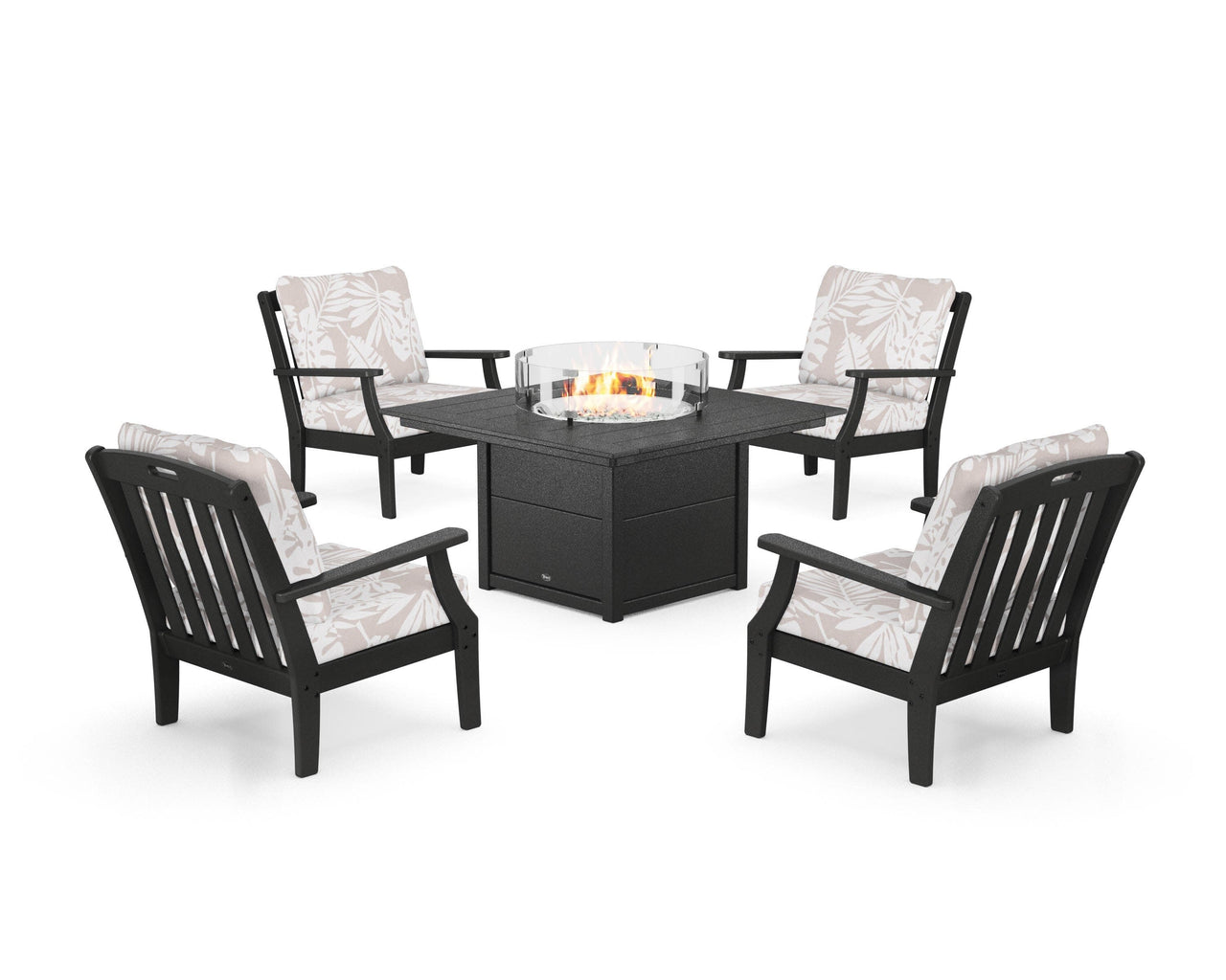 Trex Yacht Club 5-Piece Deep Seating Set with Square Fire Pit Table