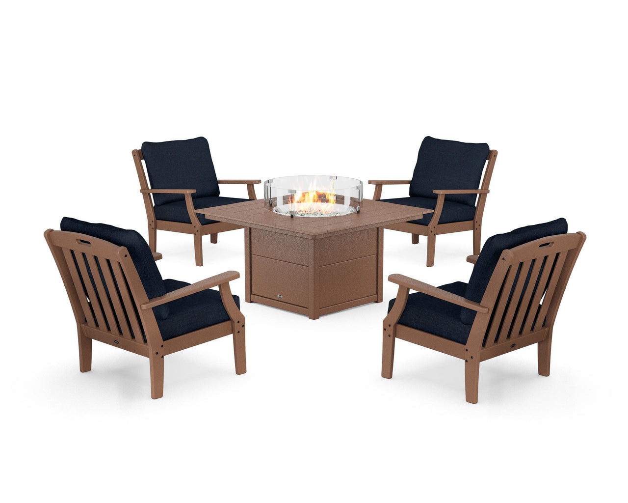Trex Yacht Club 5-Piece Deep Seating Set with Square Fire Pit Table