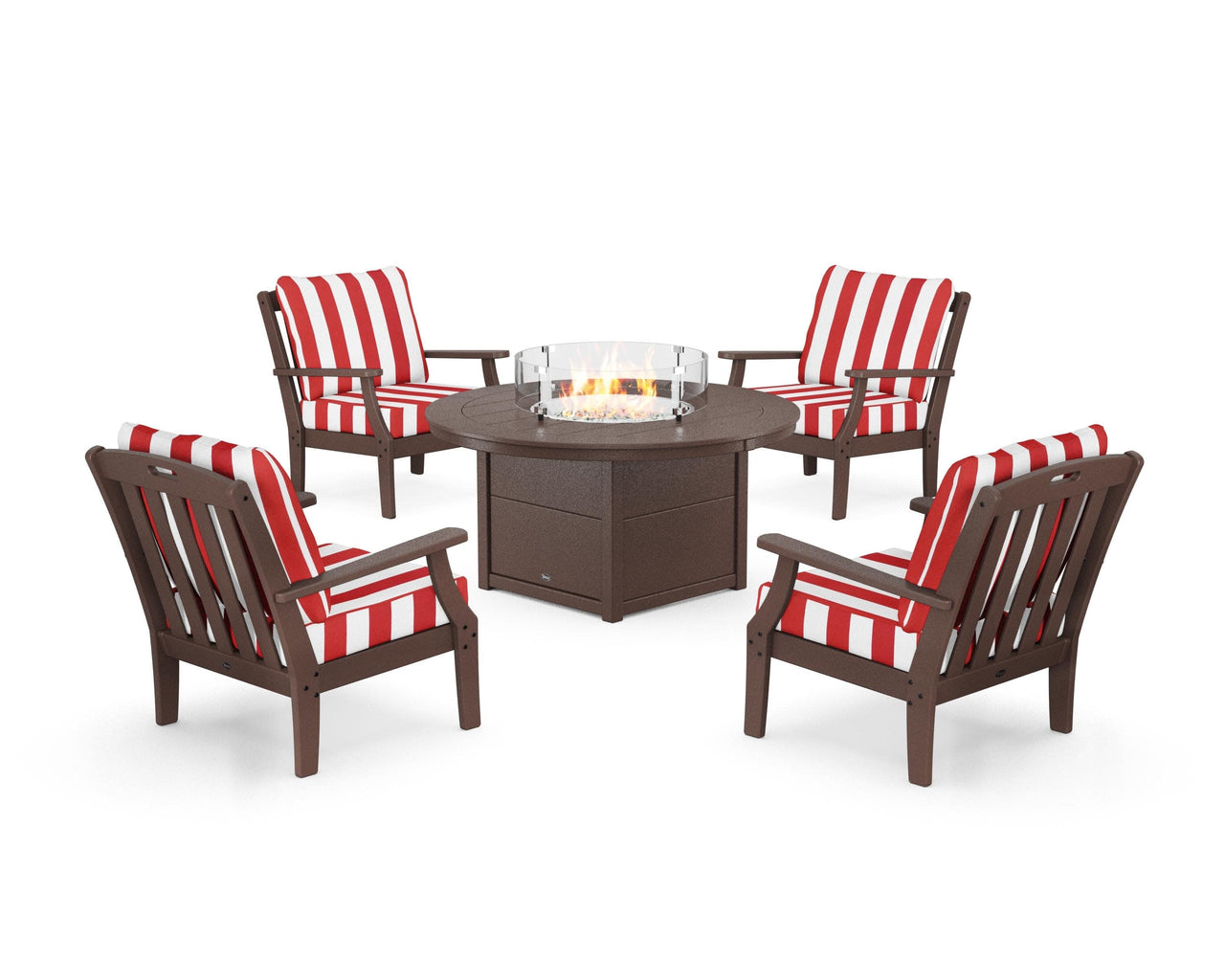 Trex Yacht Club 5-Piece Deep Seating Set with Round Fire Pit Table