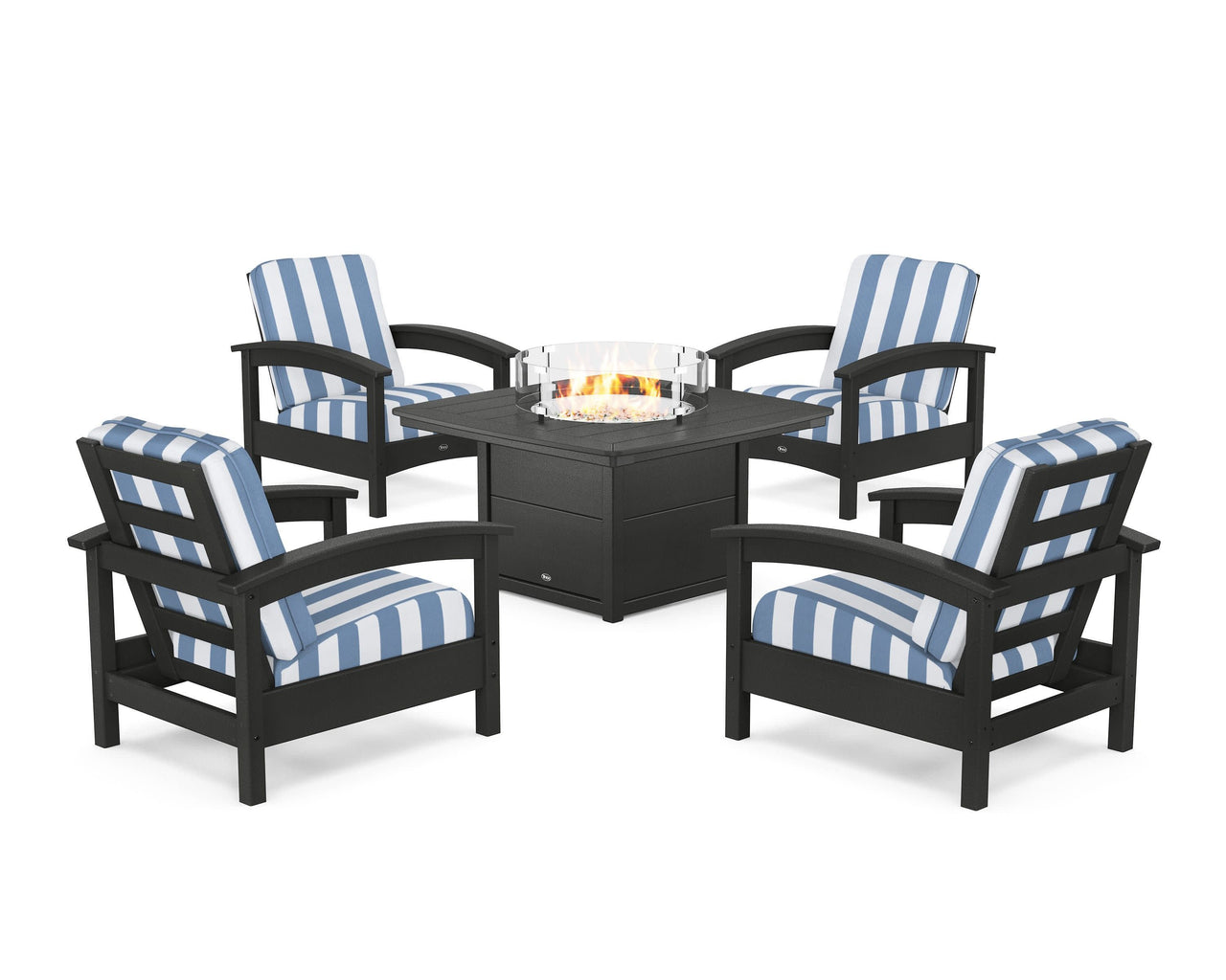 Trex Rockport 5-Piece Deep Seating Set with Yacht Club Fire Pit Table