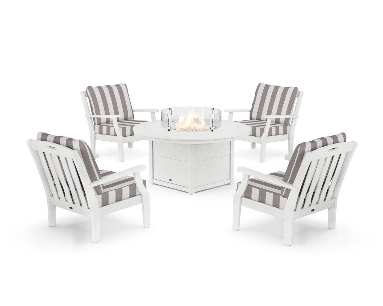 Trex Yacht Club 5-Piece Deep Seating Set with Round Fire Pit Table