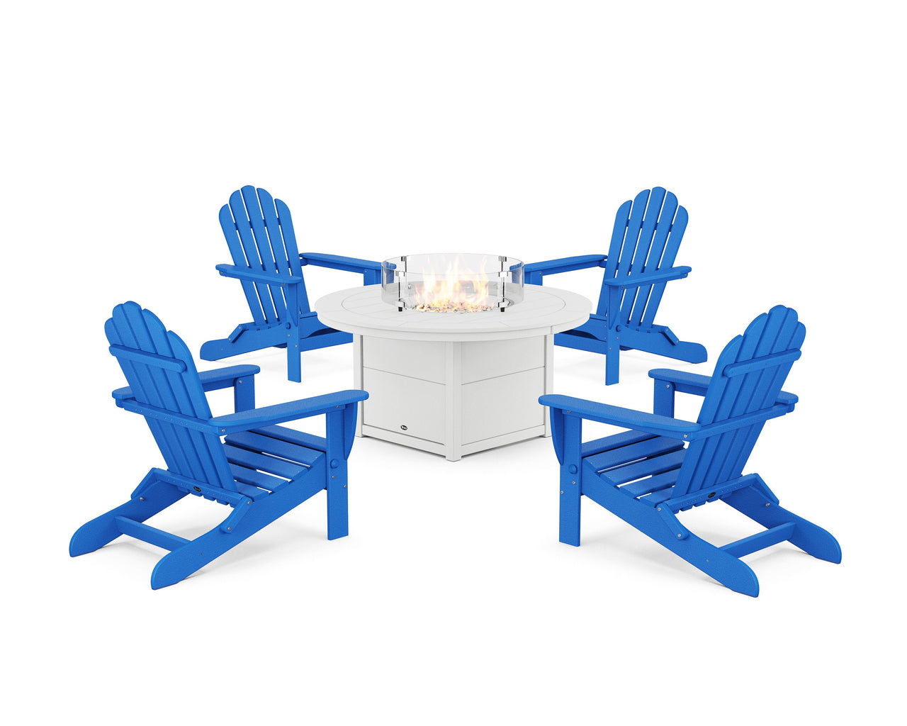 Trex 5-Piece Monterey Bay Folding Adirondack Conversation Set with Fire Pit Table