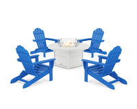Thumbnail for Trex 5-Piece Monterey Bay Folding Adirondack Conversation Set with Fire Pit Table