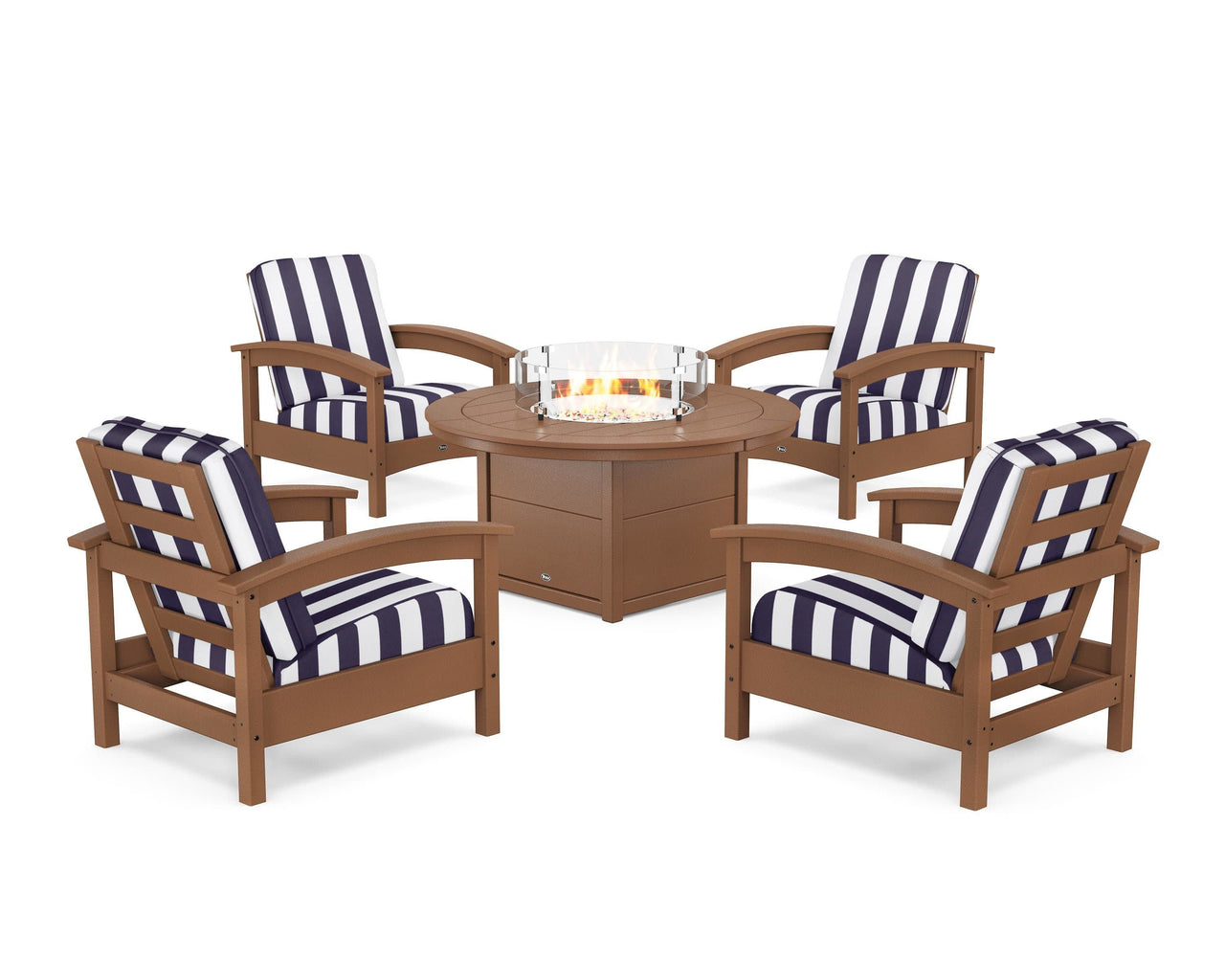 Trex Rockport 5-Piece Deep Seating Set with Round Fire Pit Table