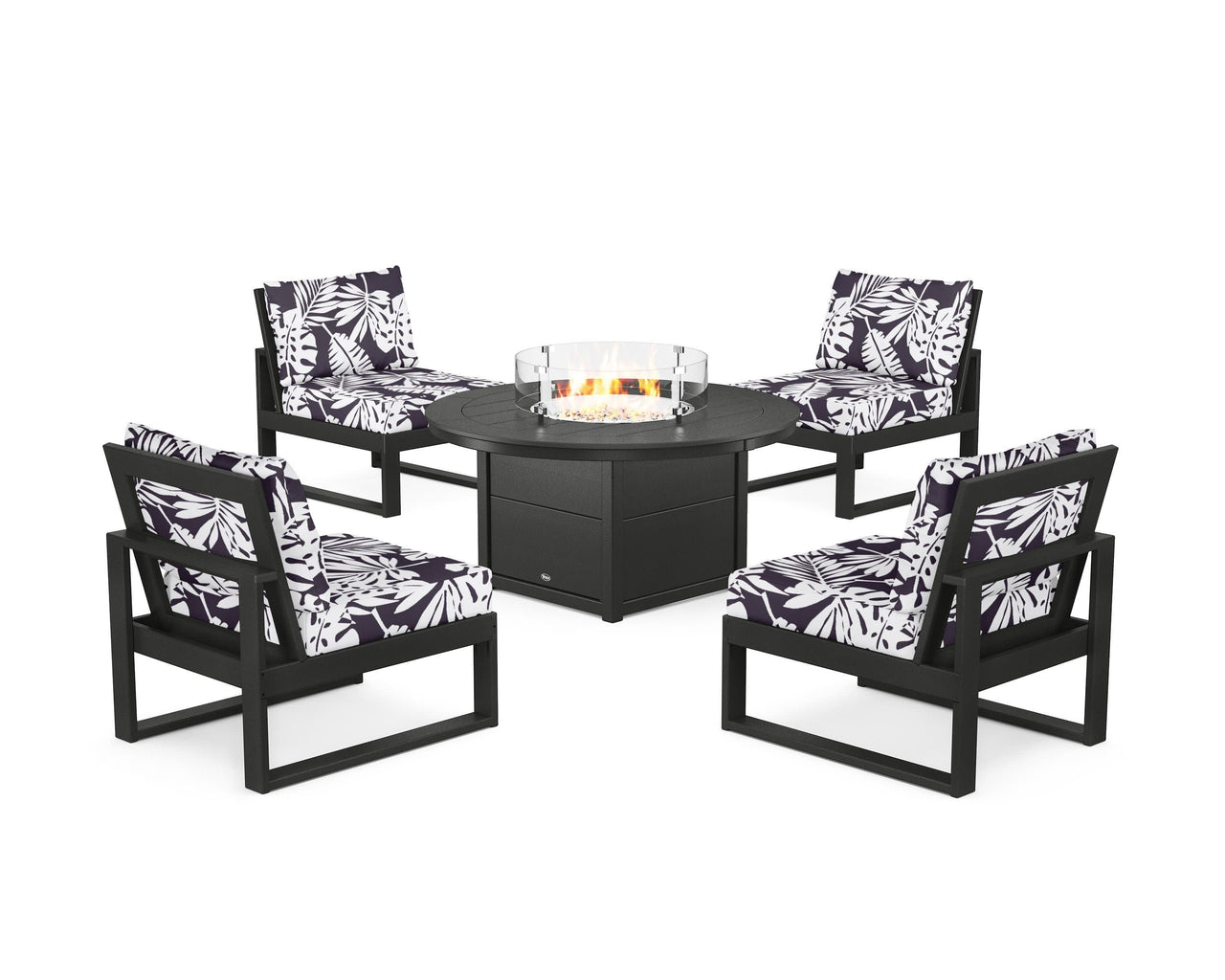 Trex Eastport Modular 5-Piece Deep Seating Set with Round Fire Pit Table