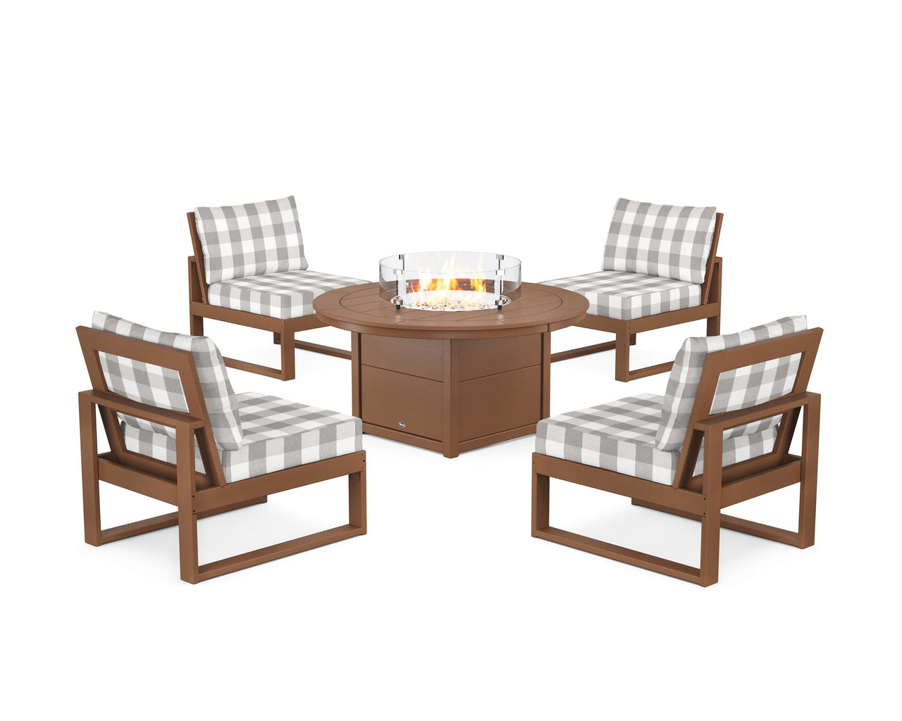 Trex Eastport Modular 5-Piece Deep Seating Set with Round Fire Pit Table