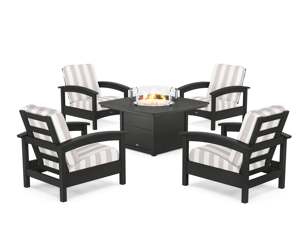 Trex Rockport 5-Piece Deep Seating Set with Yacht Club Fire Pit Table