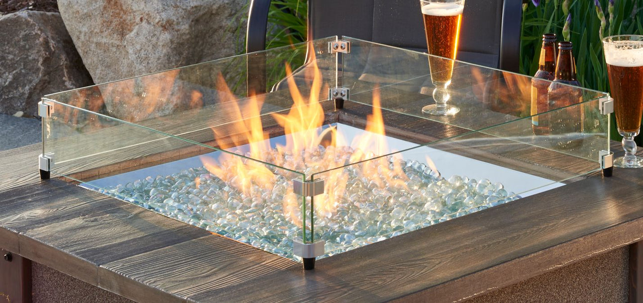 Square Glass Wind Guard for 24" x 24" Burner: 28.3" x 28.3" x 5.75"GG-2424