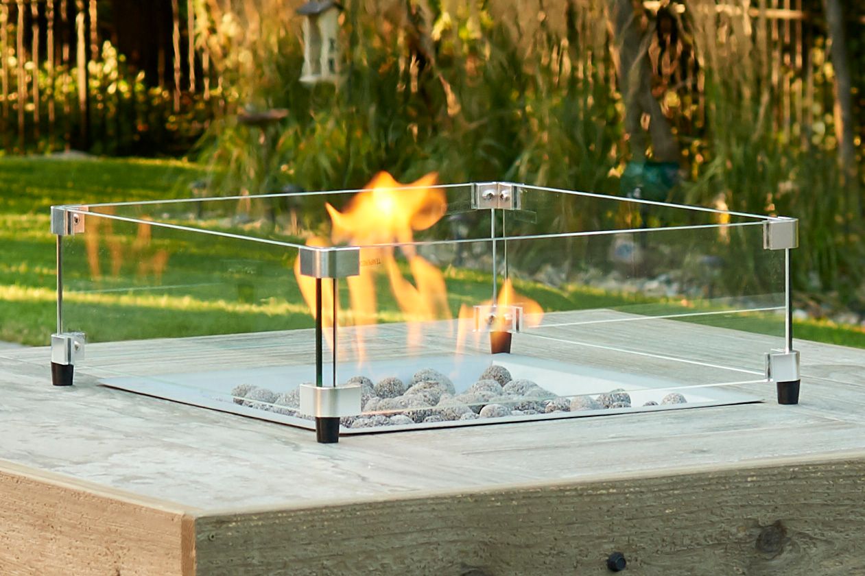Square Glass Wind Guard for 16" x 16" Burner: 17.6" x 17.6" x 5.75"GG-1616