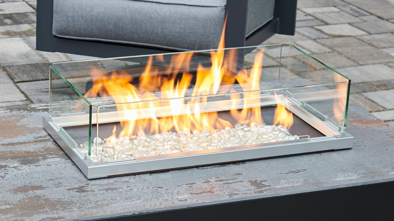 Rectangular Folding Glass Wind Guard for 12" x 24" Burner: 13.4" 25.6" x 6.21"FWG-1224