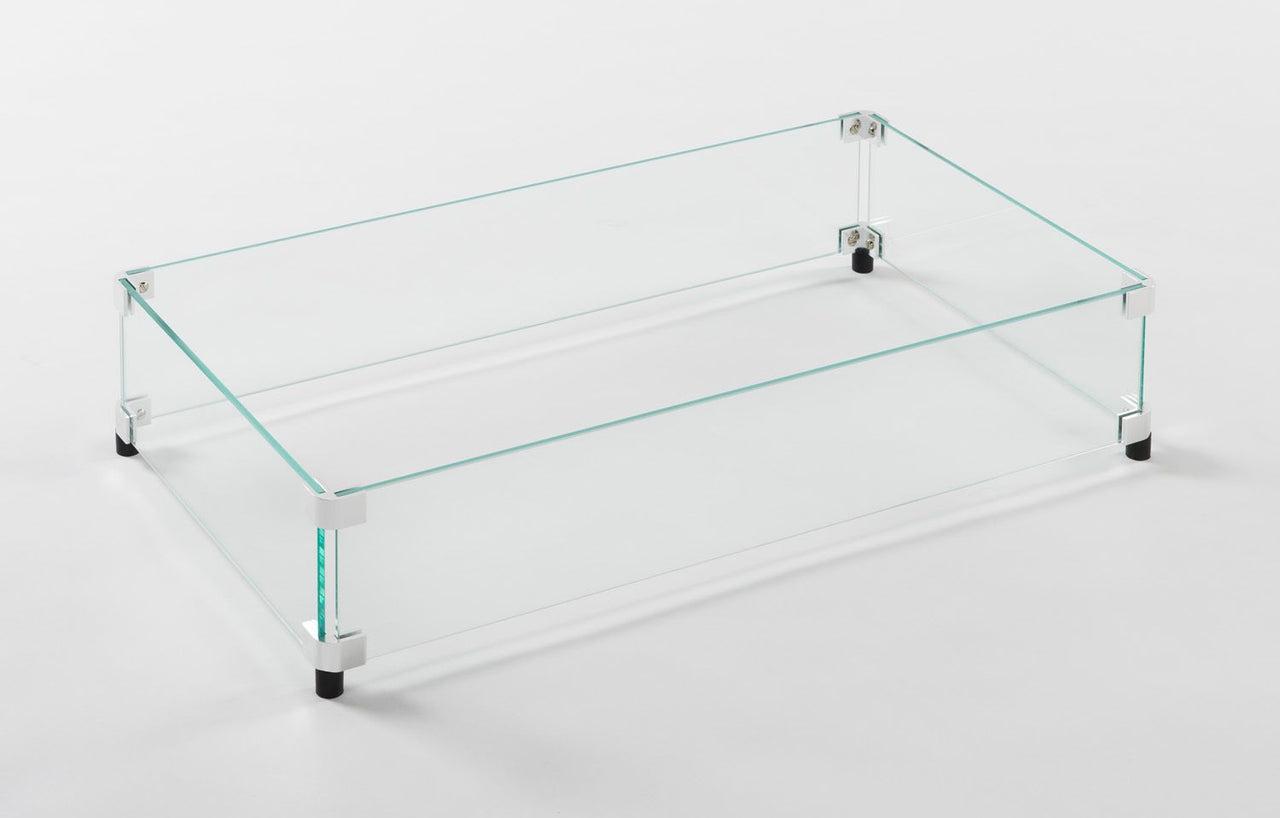 Rectangular Glass Wind Guard for 12" x 24" Burner: 28.3" x 15.5" x 6"GG-1224
