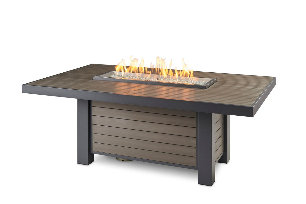 Brooks Linear Dining Height Taupe Fire Pit Table w/Direct Spark Ignition