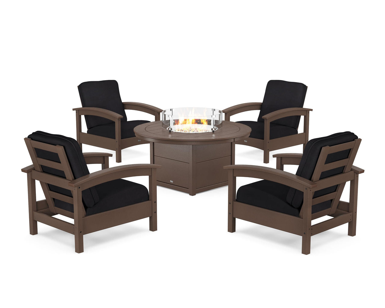 Trex Rockport 5-Piece Deep Seating Set with Round Fire Pit Table