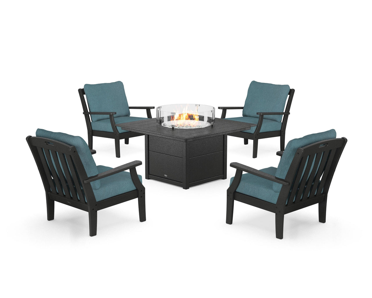 Trex Yacht Club 5-Piece Deep Seating Set with Square Fire Pit Table