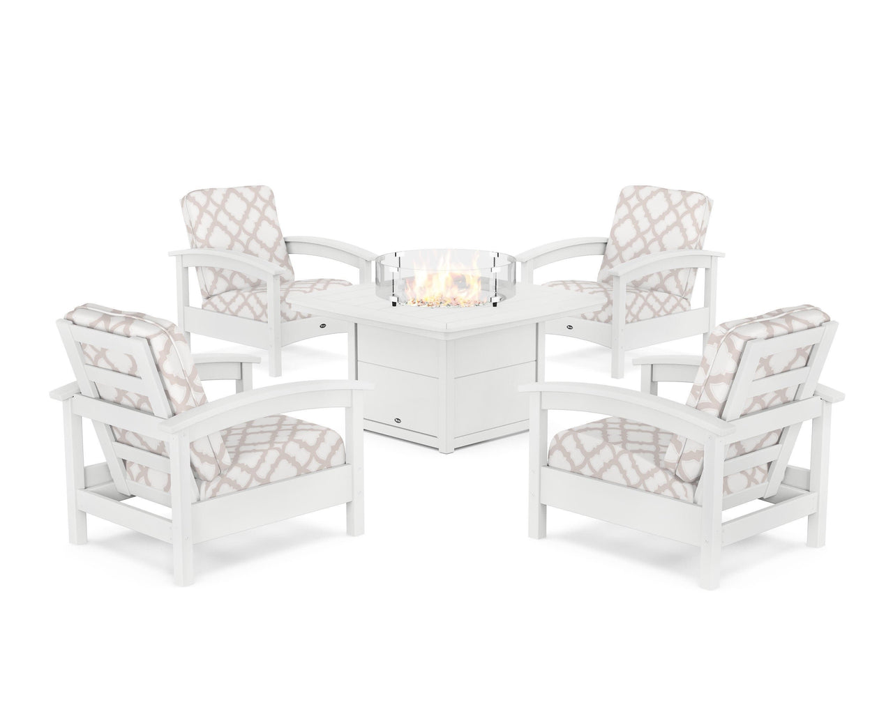 Trex Rockport 5-Piece Deep Seating Set with Yacht Club Fire Pit Table