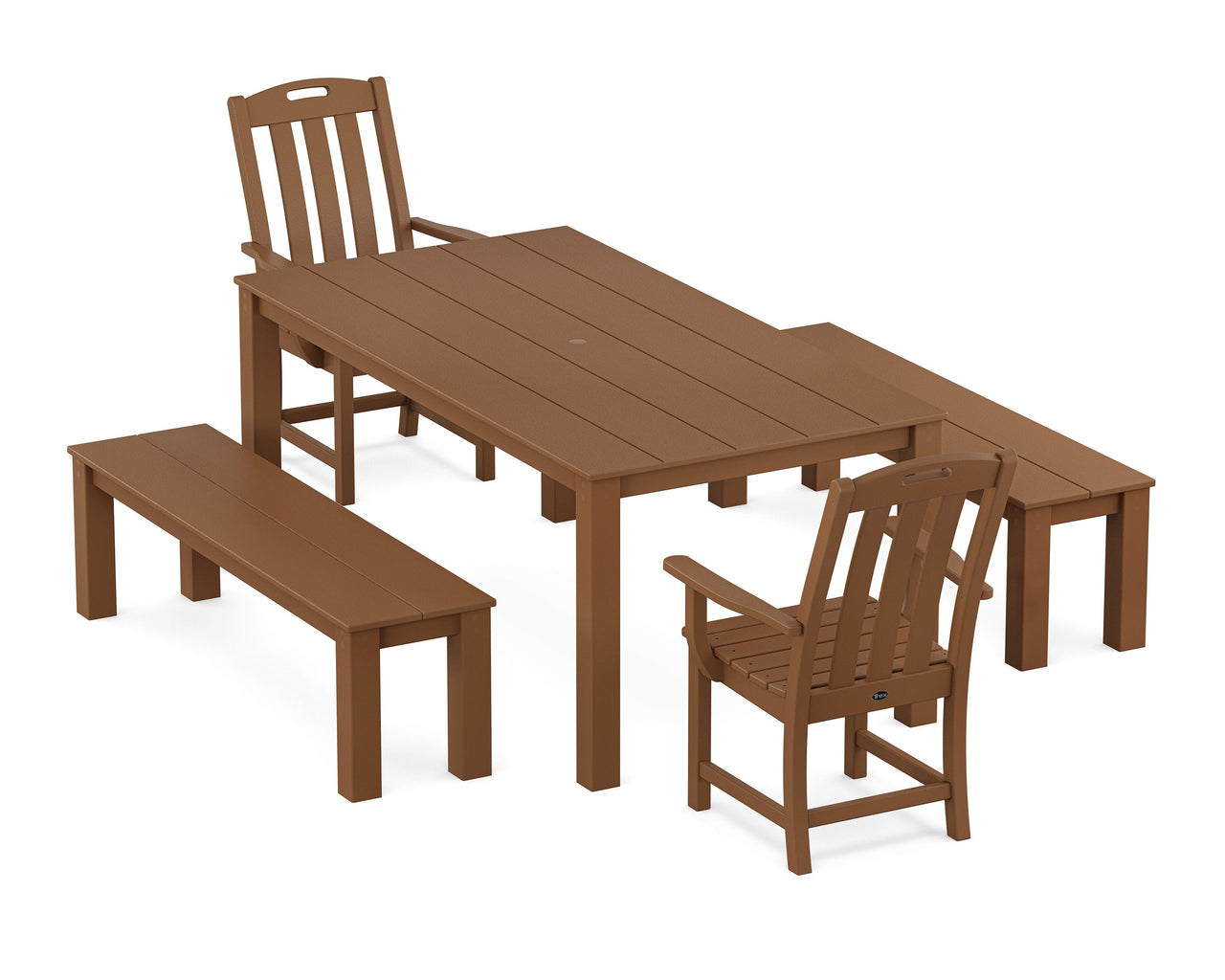 Trex Yacht Club 5-Piece Parsons Dining Set with Benches