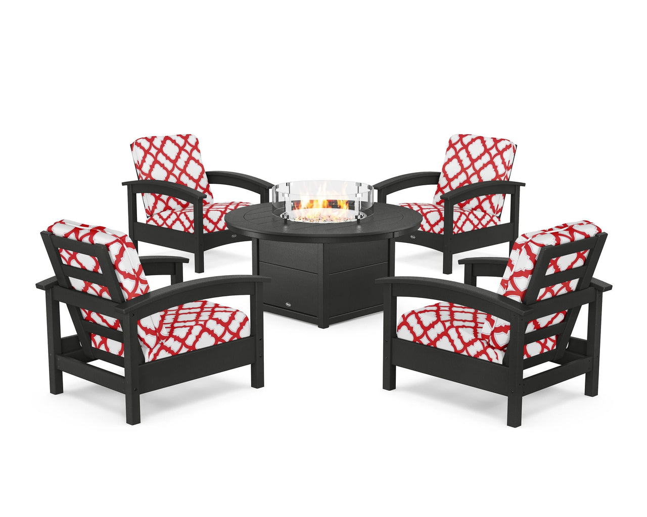 Trex Rockport 5-Piece Deep Seating Set with Round Fire Pit Table