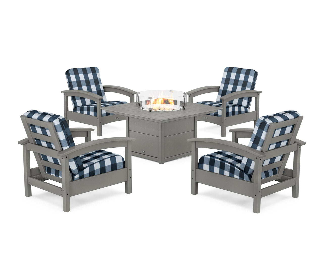 Trex Rockport 5-Piece Deep Seating Set with Square Fire Pit Table