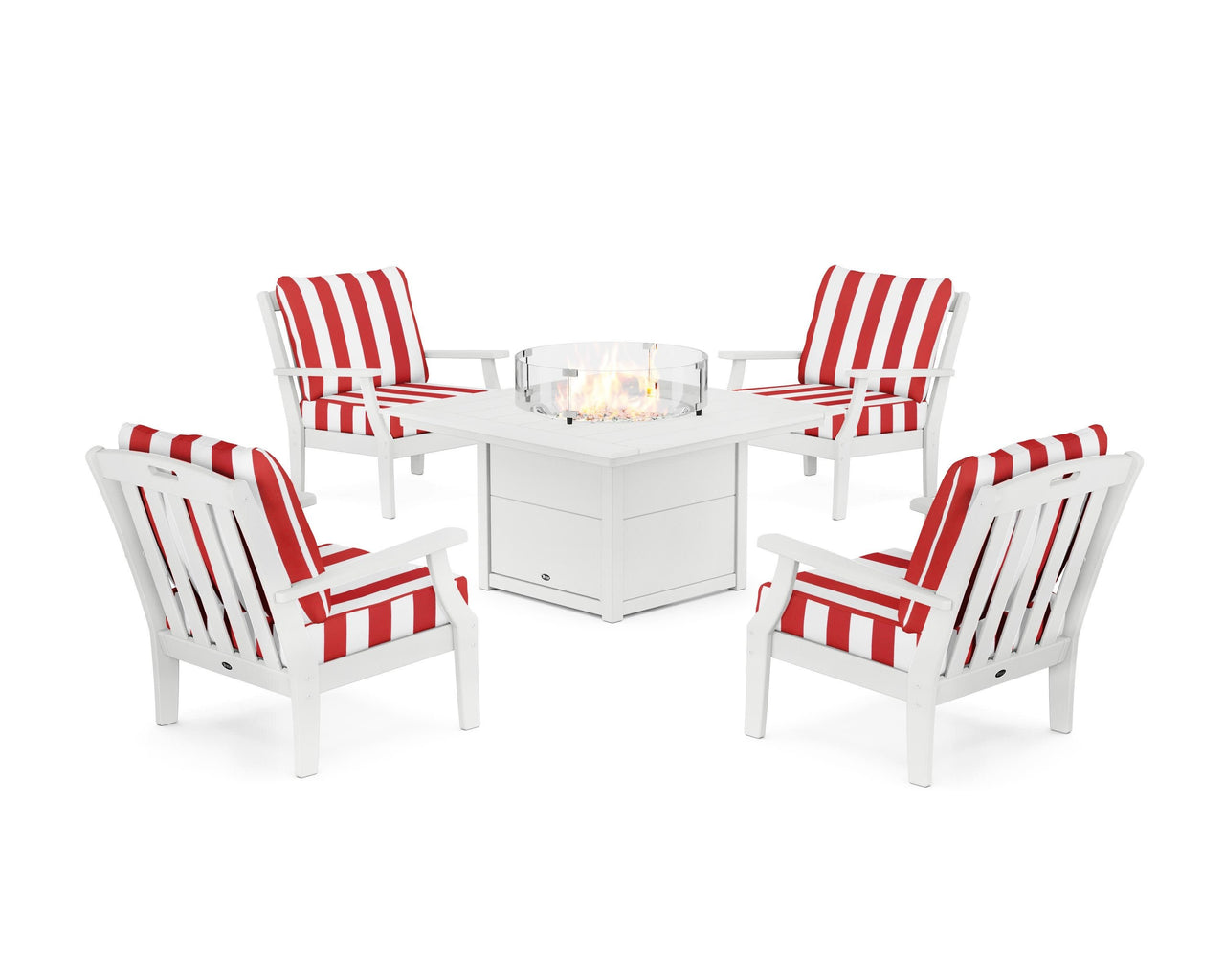 Trex Yacht Club 5-Piece Deep Seating Set with Square Fire Pit Table