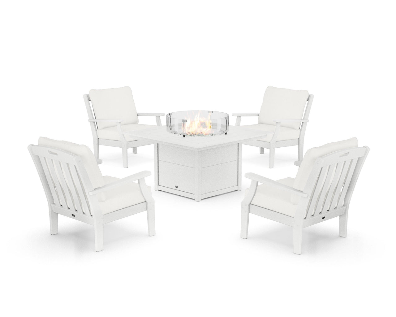 Trex Yacht Club 5-Piece Deep Seating Set with Square Fire Pit Table