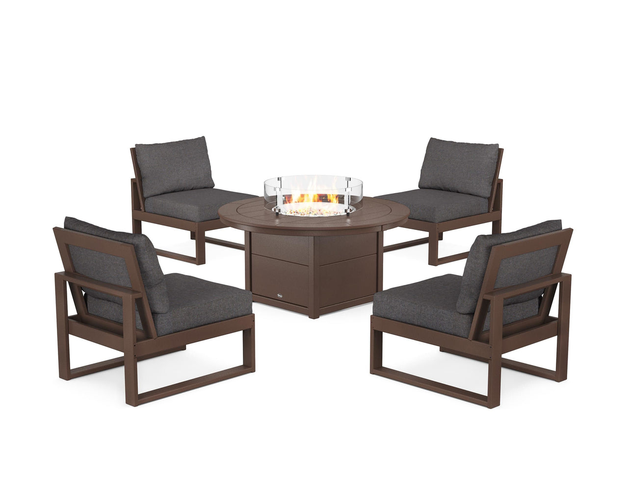 Trex Eastport Modular 5-Piece Deep Seating Set with Round Fire Pit Table