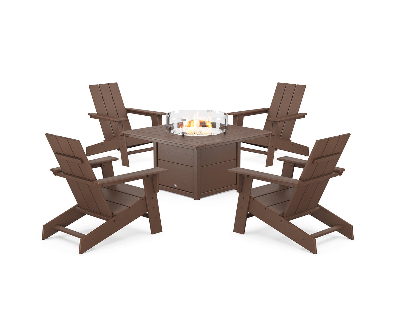 Trex Eastport Modern Adirondack 5-Piece Set with Square Fire Pit Table