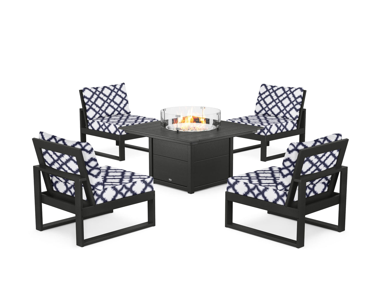 Trex Eastport Modular 5-Piece Deep Seating Set with Square Fire Pit Table