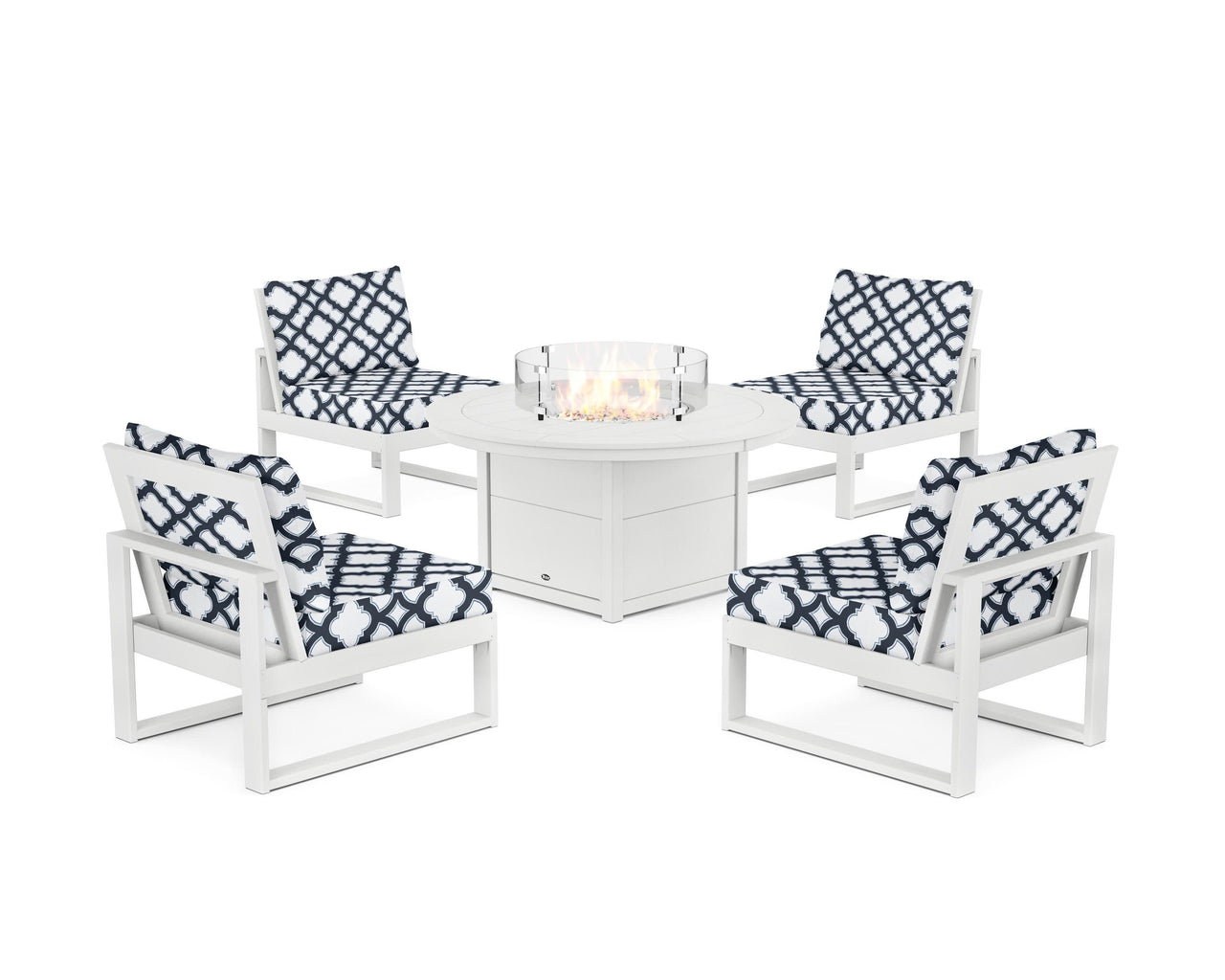 Trex Eastport Modular 5-Piece Deep Seating Set with Round Fire Pit Table