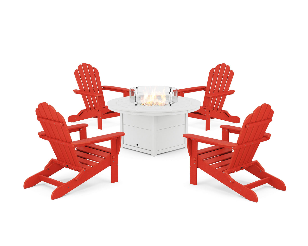 Trex 5-Piece Monterey Bay Folding Adirondack Conversation Set with Fire Pit Table
