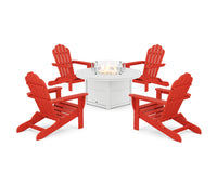 Thumbnail for Trex 5-Piece Monterey Bay Folding Adirondack Conversation Set with Fire Pit Table