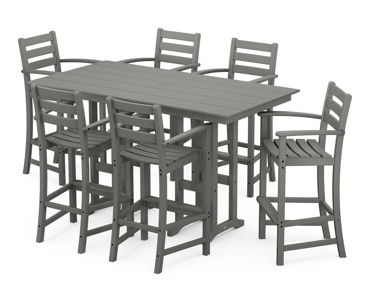 Trex Monterey Bay 7-Piece Farmhouse Arm Chair Bar Set - Sand Castle