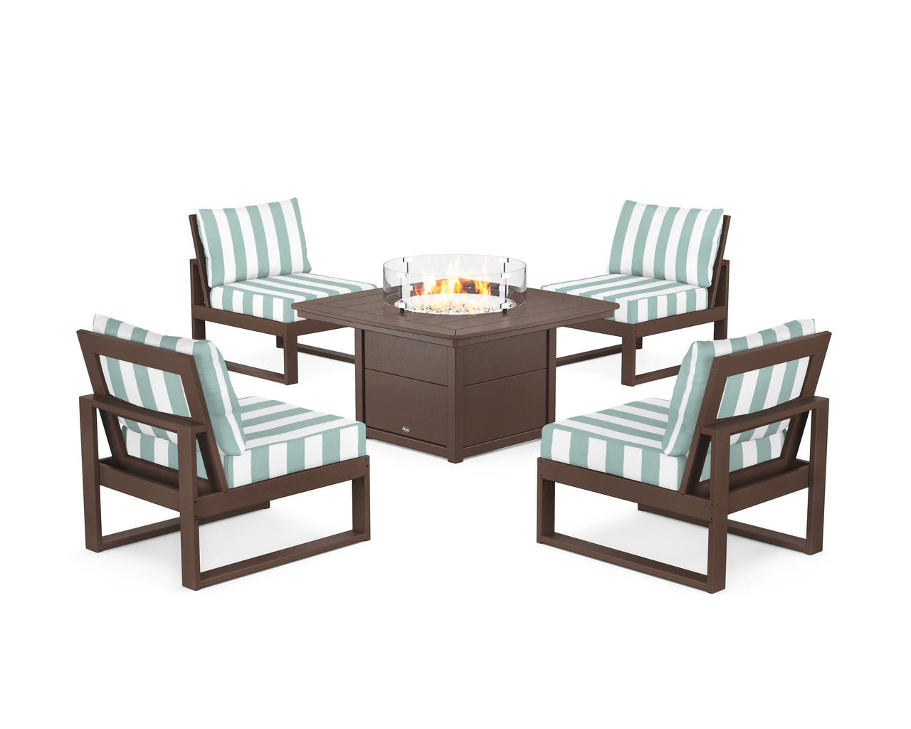 Trex Eastport Modular 5-Piece Deep Seating Set with Yacht Club Fire Pit Table