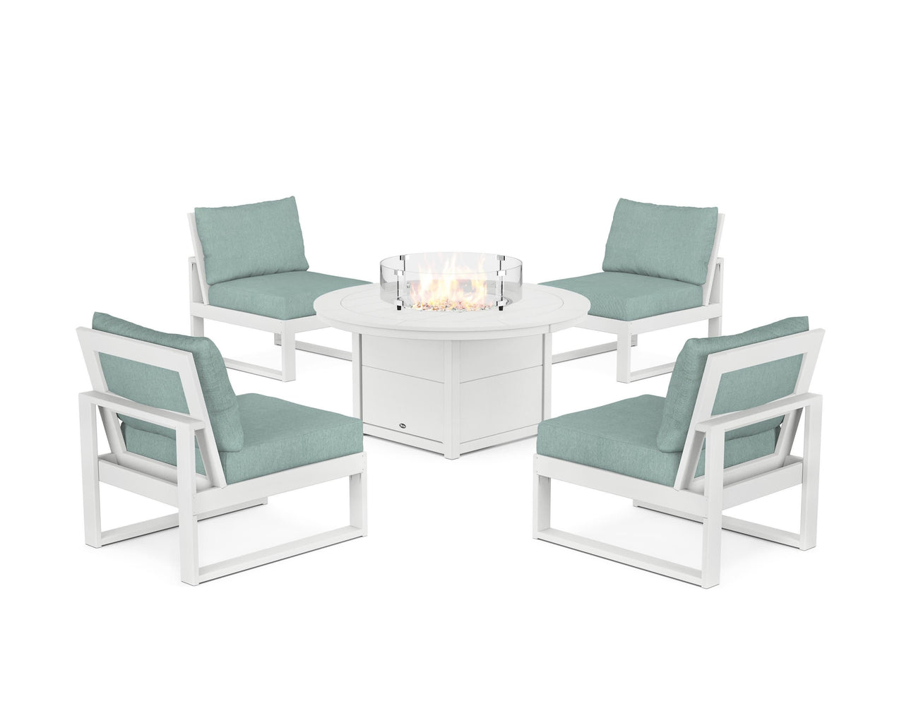 Trex Eastport Modular 5-Piece Deep Seating Set with Round Fire Pit Table