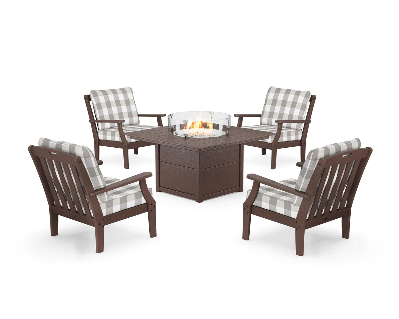 Trex Yacht Club 5-Piece Deep Seating Set with Square Fire Pit Table