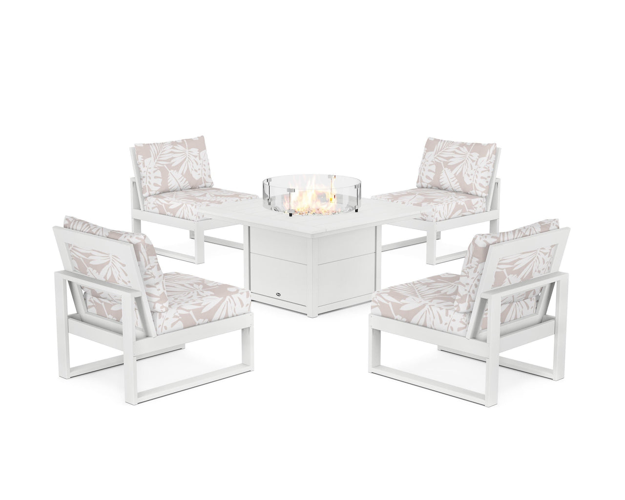 Trex Eastport Modular 5-Piece Deep Seating Set with Square Fire Pit Table