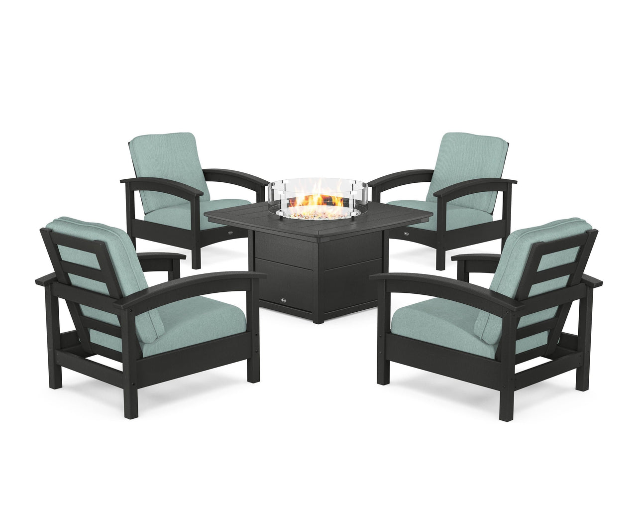 Trex Rockport 5-Piece Deep Seating Set with Yacht Club Fire Pit Table