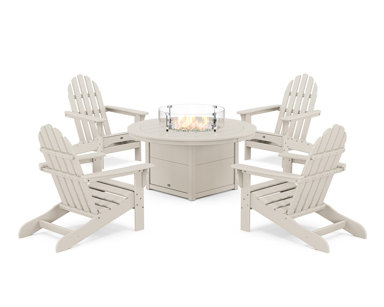 Trex Cape Cod Adirondack 5-Piece Set with Round Fire Pit Table