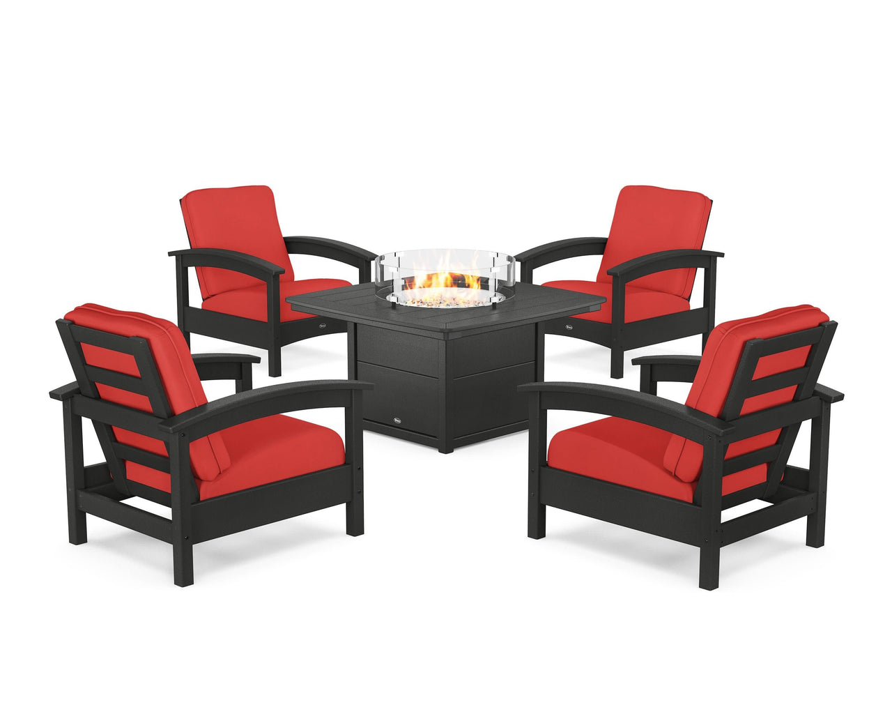Trex Rockport 5-Piece Deep Seating Set with Yacht Club Fire Pit Table