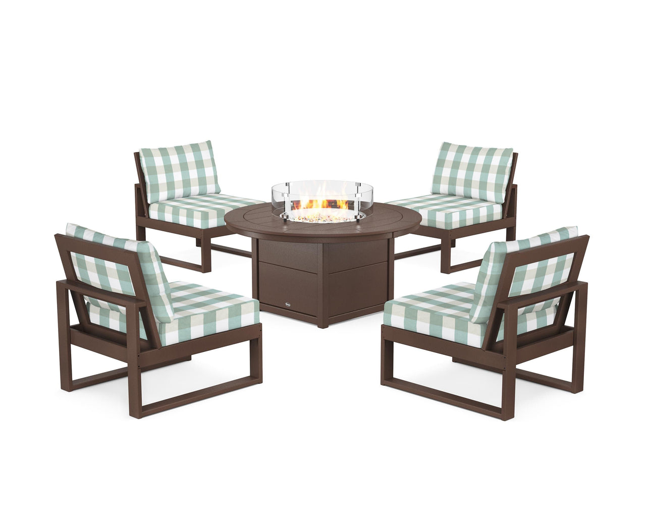 Trex Eastport Modular 5-Piece Deep Seating Set with Round Fire Pit Table