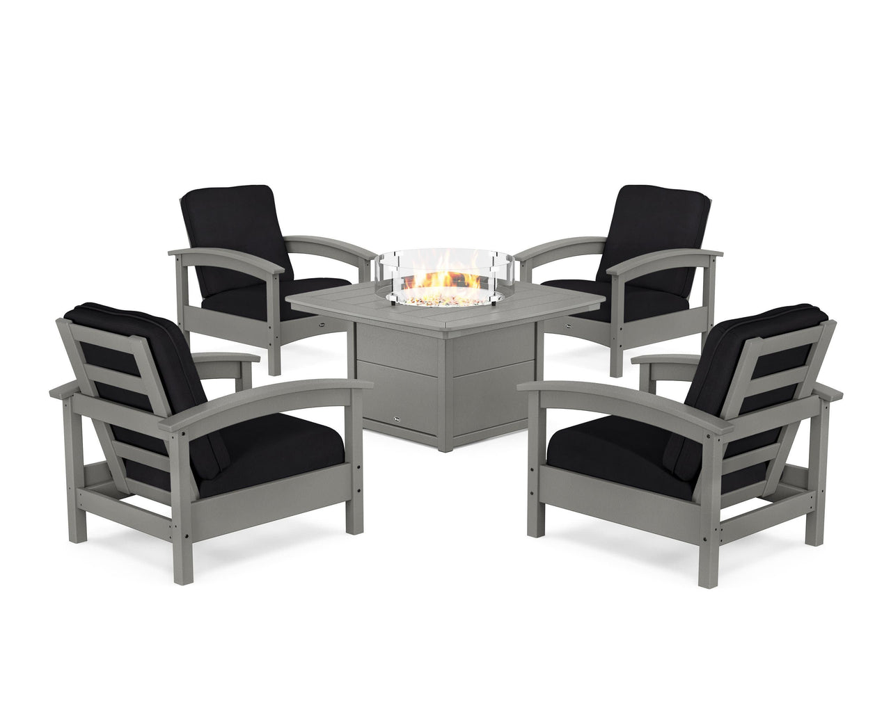 Trex Rockport 5-Piece Deep Seating Set with Yacht Club Fire Pit Table