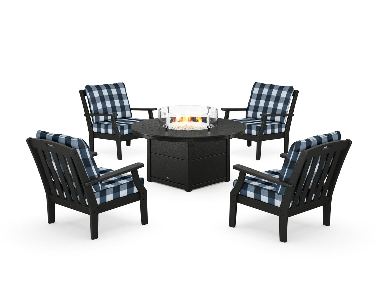 Trex Yacht Club 5-Piece Deep Seating Set with Round Fire Pit Table