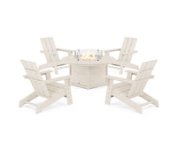 Thumbnail for Trex Eastport Modern Adirondack 5-Piece Set with Round Fire Pit Table - Sand Castle