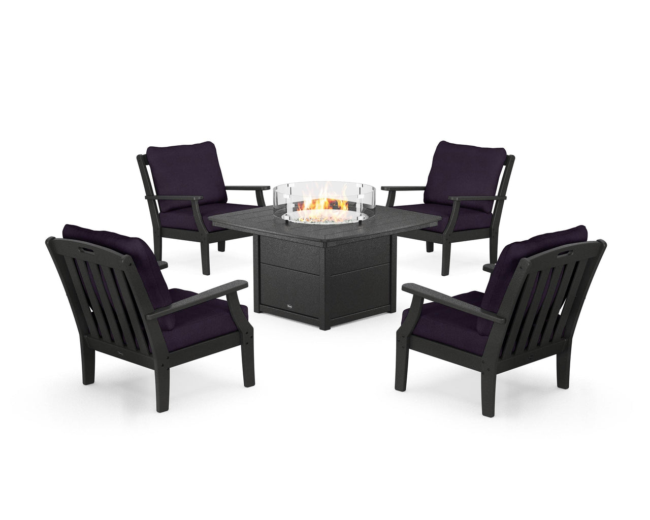 Trex Yacht Club 5-Piece Deep Seating Set with Fire Pit Table