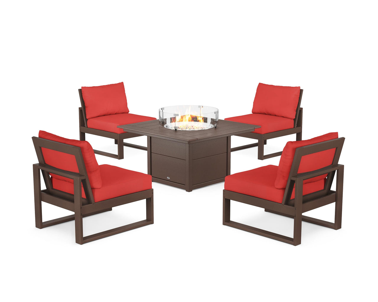 Trex Eastport Modular 5-Piece Deep Seating Set with Square Fire Pit Table
